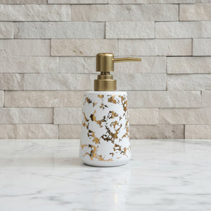 White & Antique Gold Design Bath Set