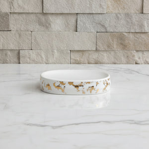White & Antique Gold Design Bath Set