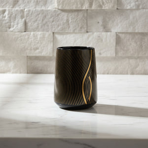 Black & Gold Wave Line Bath Set