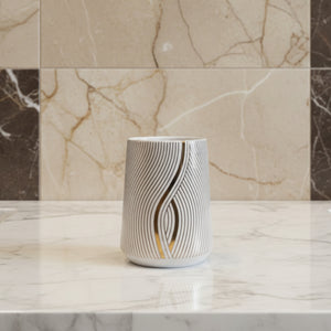 White & Gold Wave Line Bath Set