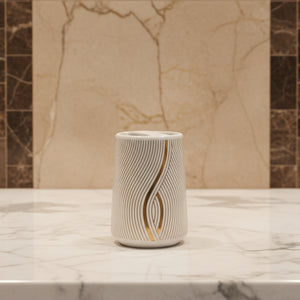 White & Gold Wave Line Bath Set