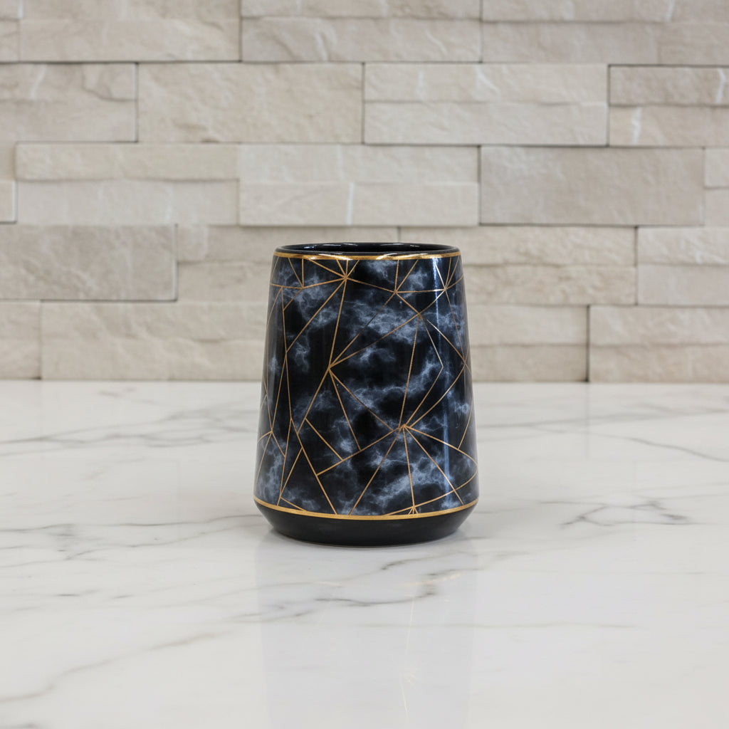 Midnight Black Blue Cloud Marble Gold Bath set