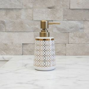 Hexagon White & Golden Bath set
