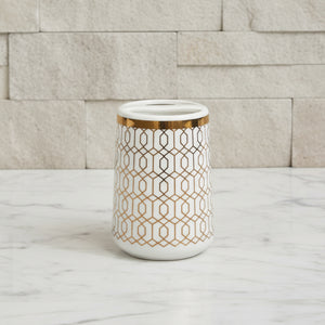 Hexagon White & Golden Bath set