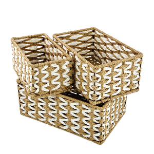 Rectangular Jute Towel Basket  (Set of 3)