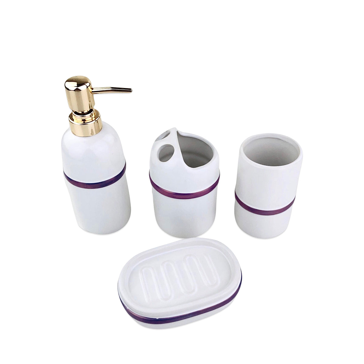Elegant Strap Line Bath Set (White)
