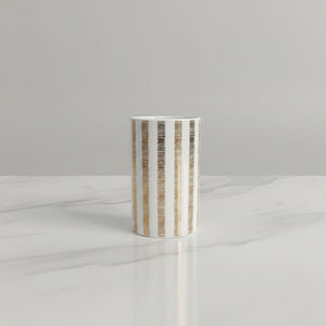 Verona White & Gold Striped Bath Set