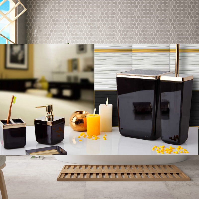Tuscany Black Gold Square Bathroom Set