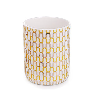 Gold & White Design Reflective Bath Set (3 Pcs)