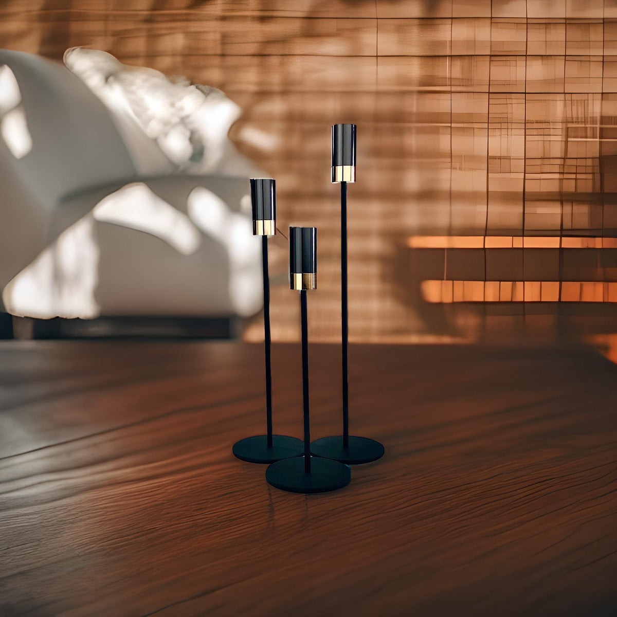 Black & Gold Candle Holder (Set of 3)