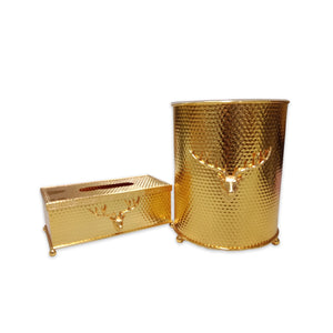Golden Deer Ornament Basket & Tissue Box