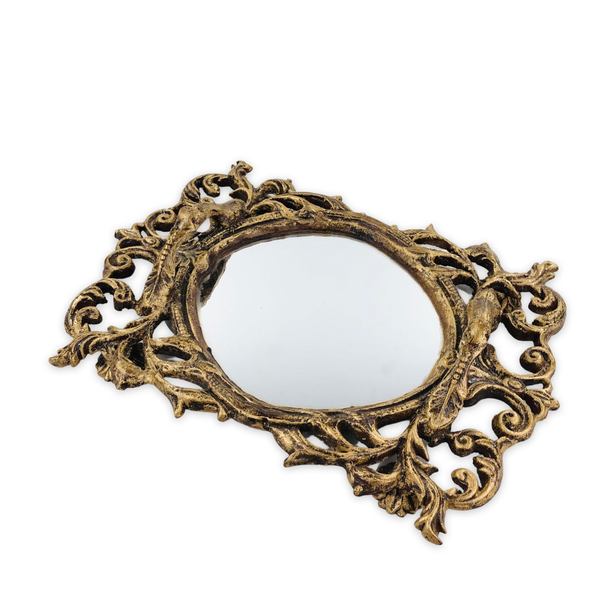 Traditionally Design Golden Mirror tray