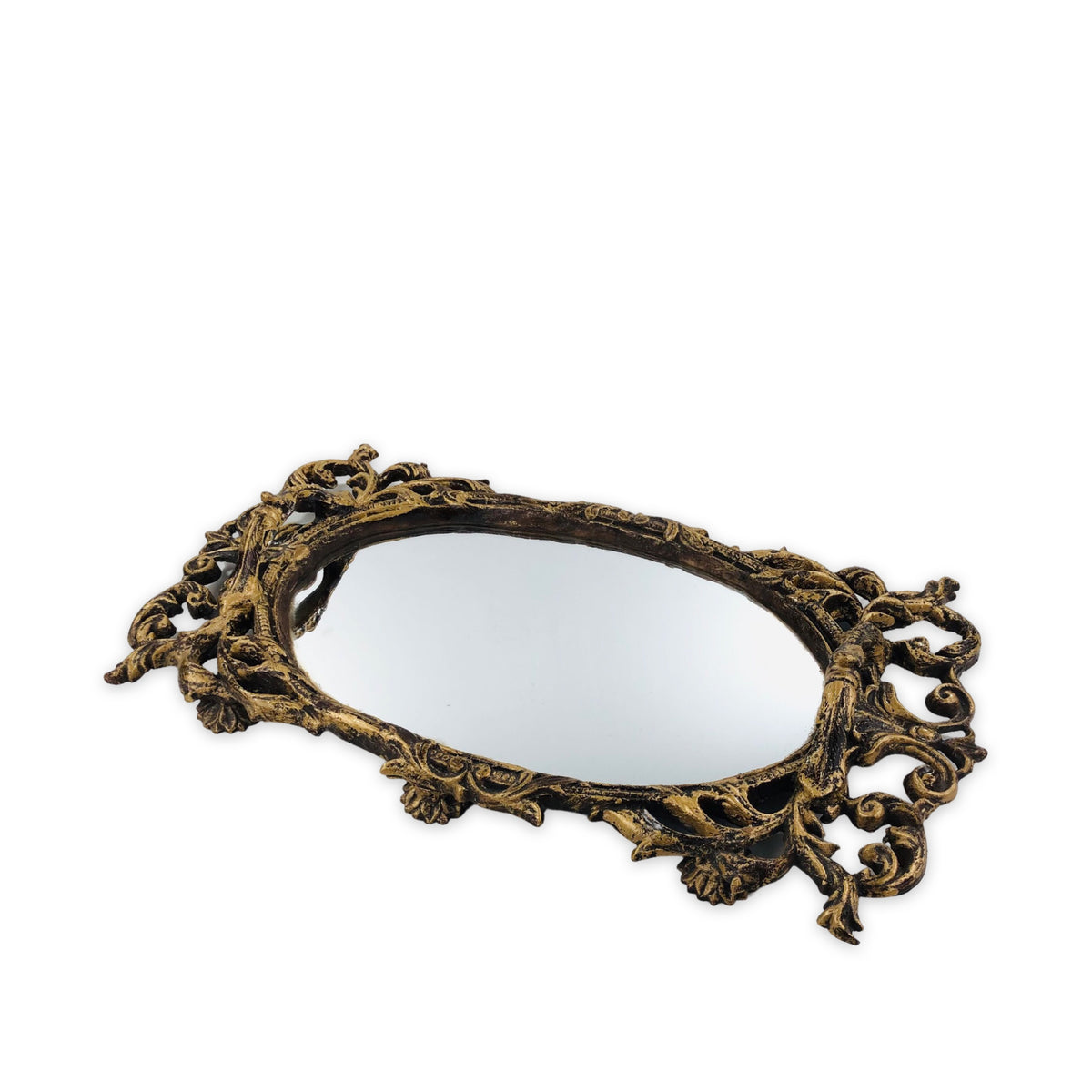 Traditionally Design Golden Mirror tray