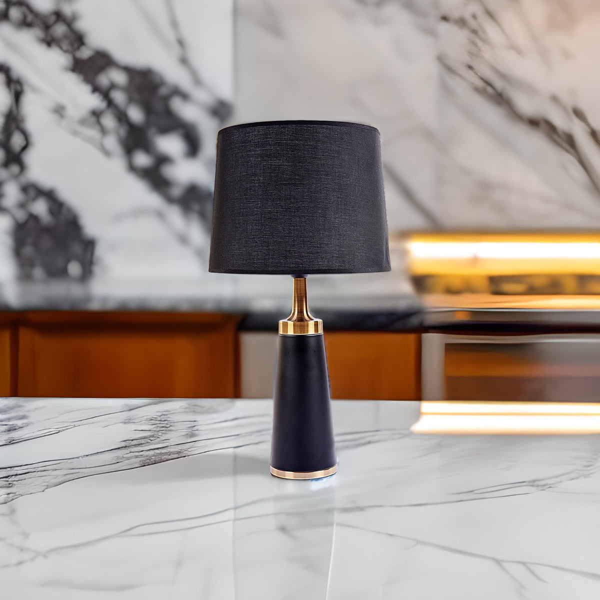 Matt Black Brass Table Lamp