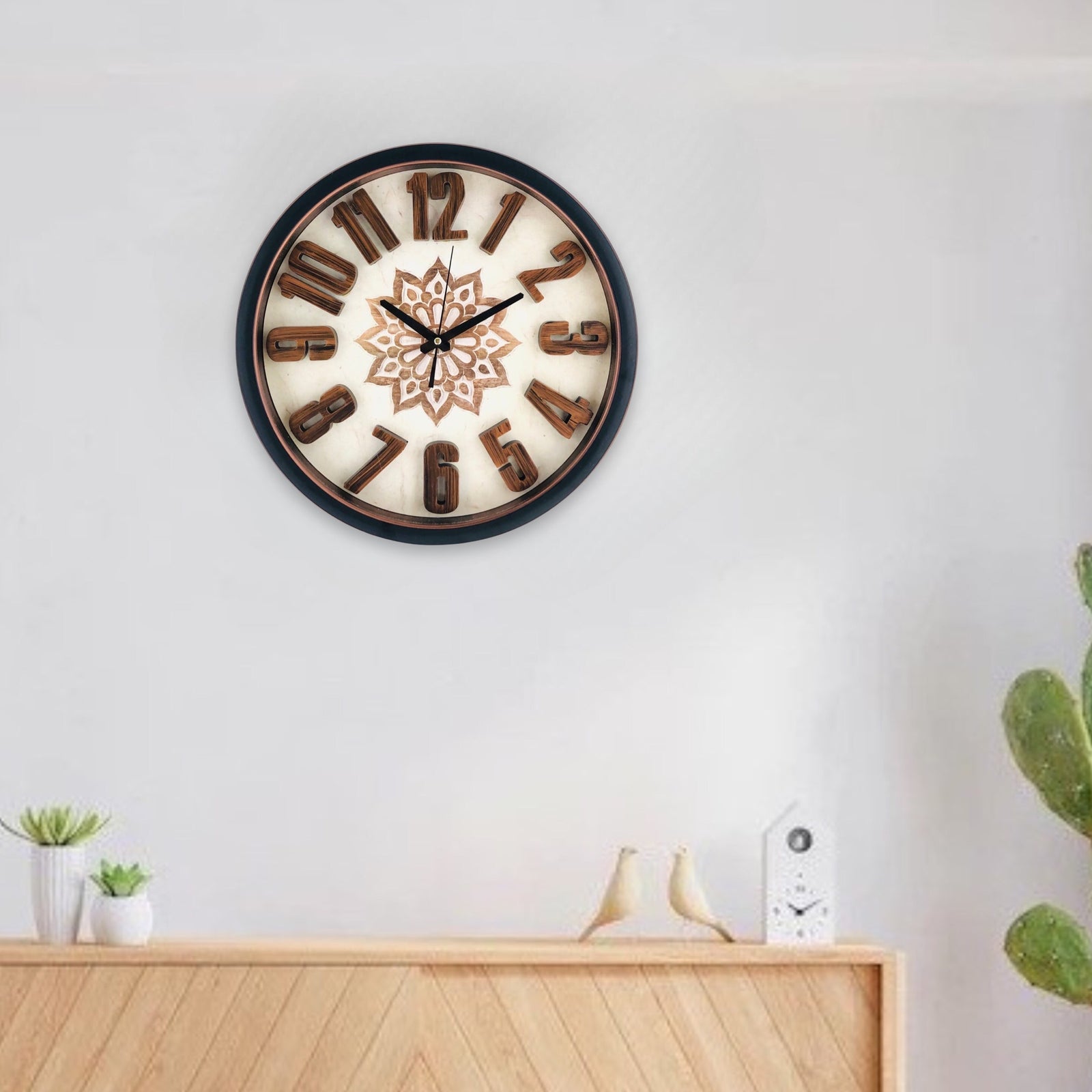Wooden Texture Border Wall Clock