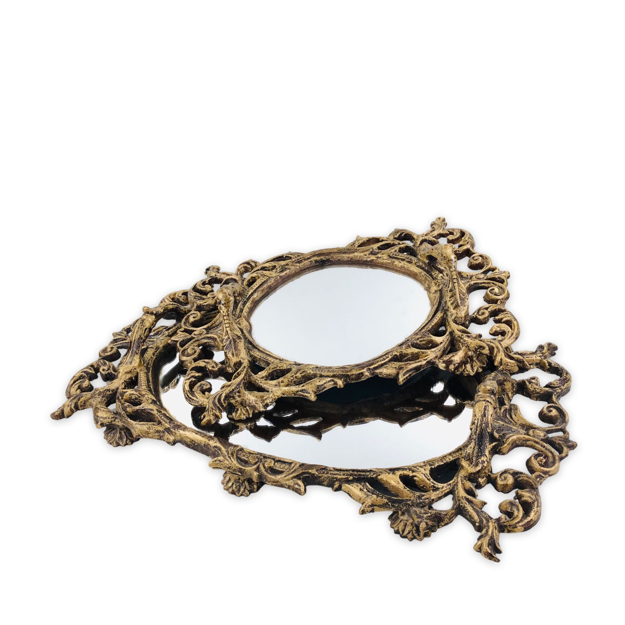 Traditionally Design Golden Mirror tray