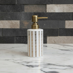 Verona White & Gold Striped Bath Set