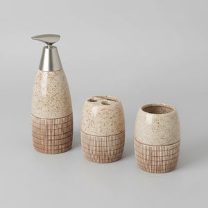 Light Brownish Textured Lines &Spots Design Bath Set (3 Pcs)