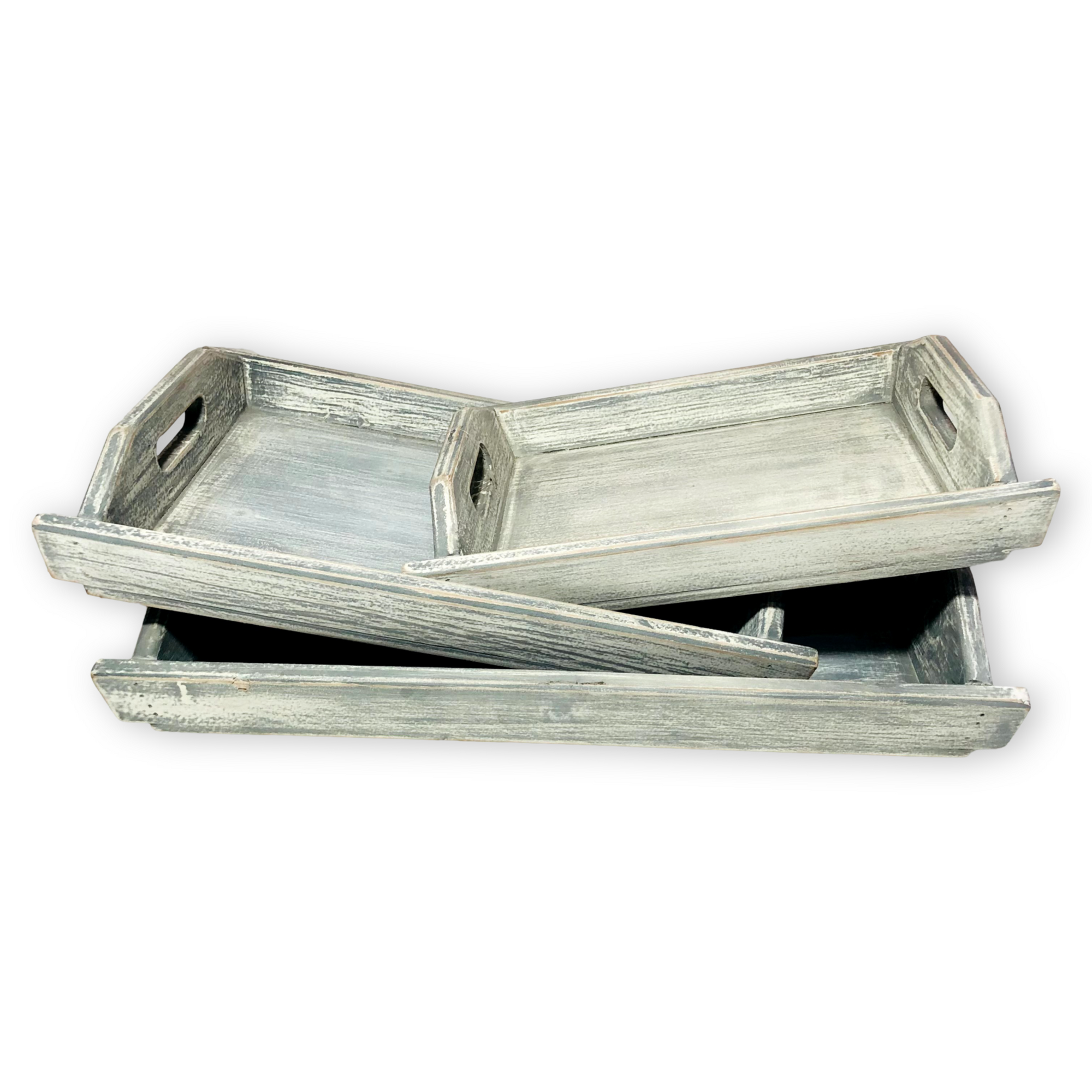 Gray Wooden Trays (Set of 3)