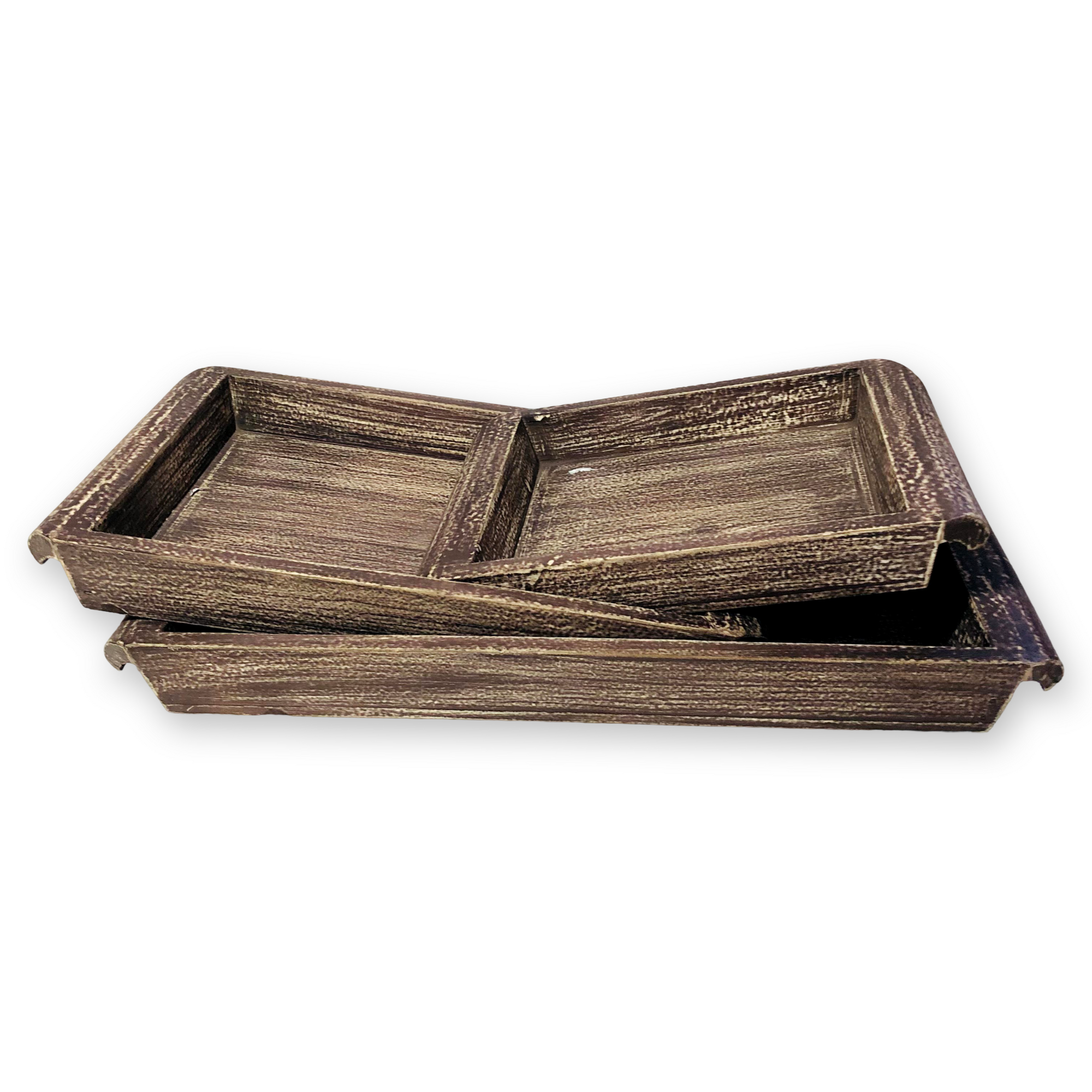 Wooden Dark Brown Trays (Set of 3)
