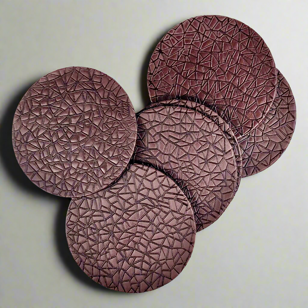 Round Leather Table Coaster (Brown)