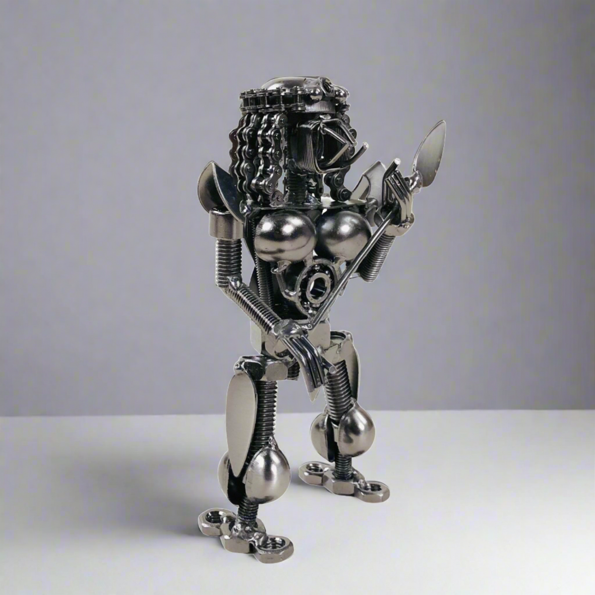 Metal Ghost Robot Statue