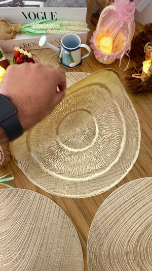 Round Modern Fabric Design Mat (Set of 2)