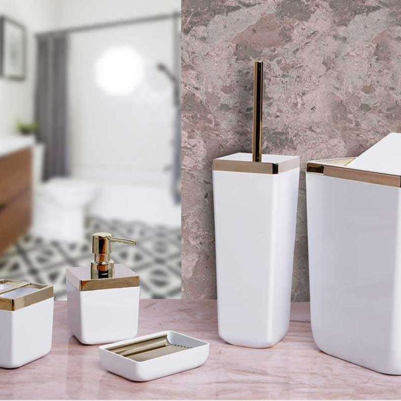 Tuscany White Gold Square Bathroom Set