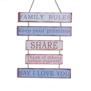 Family Rules Cluster Wall Quotation