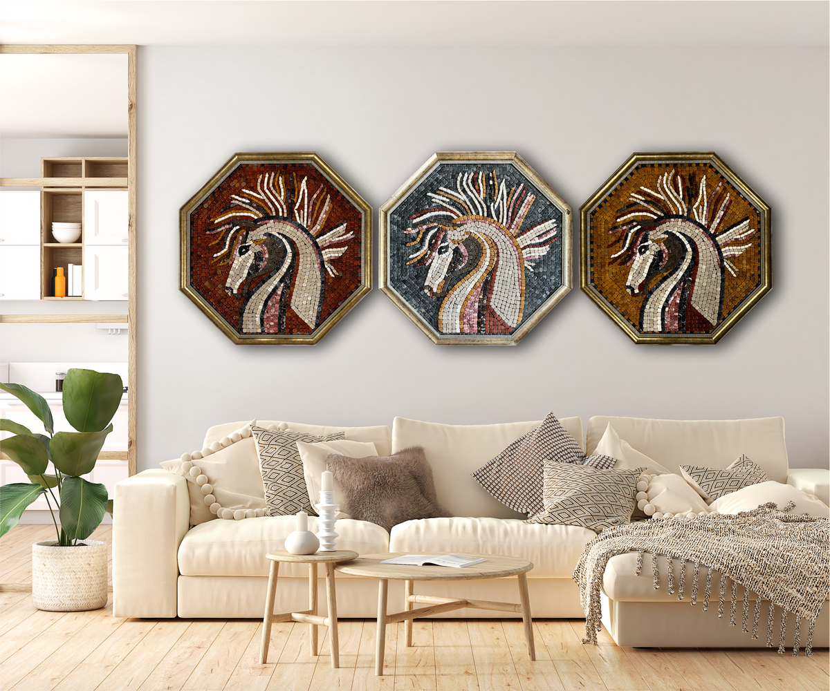 Horse Stoned Wall Mosaics (24" inches)