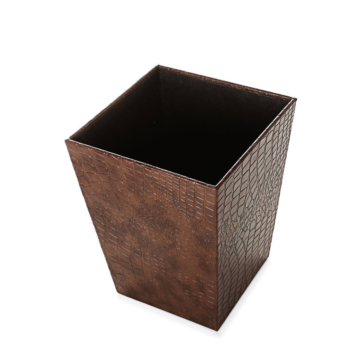 Leather Basket with Tissue Box (Dark Brown)