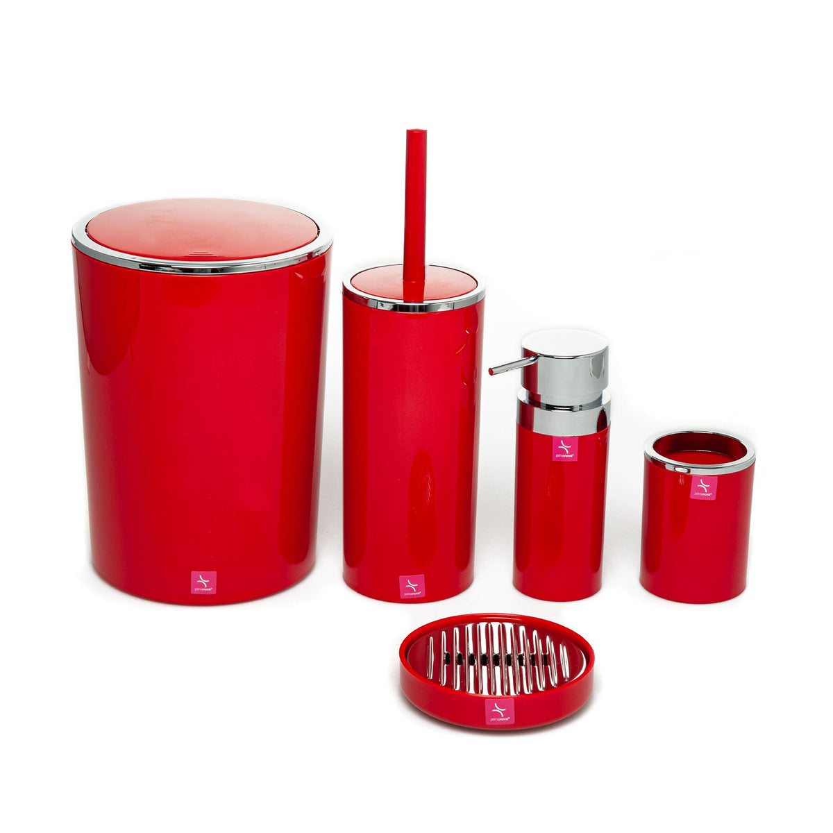 Lenox Round Red Silver Bathroom Set