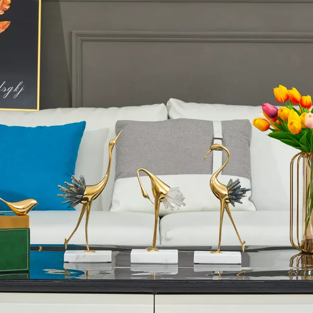 Golden Stoned Flamingo Set