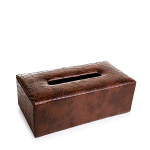Leathr Basket with Tissue Box