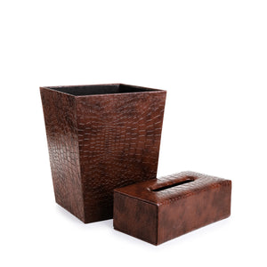 Leathr Basket with Tissue Box