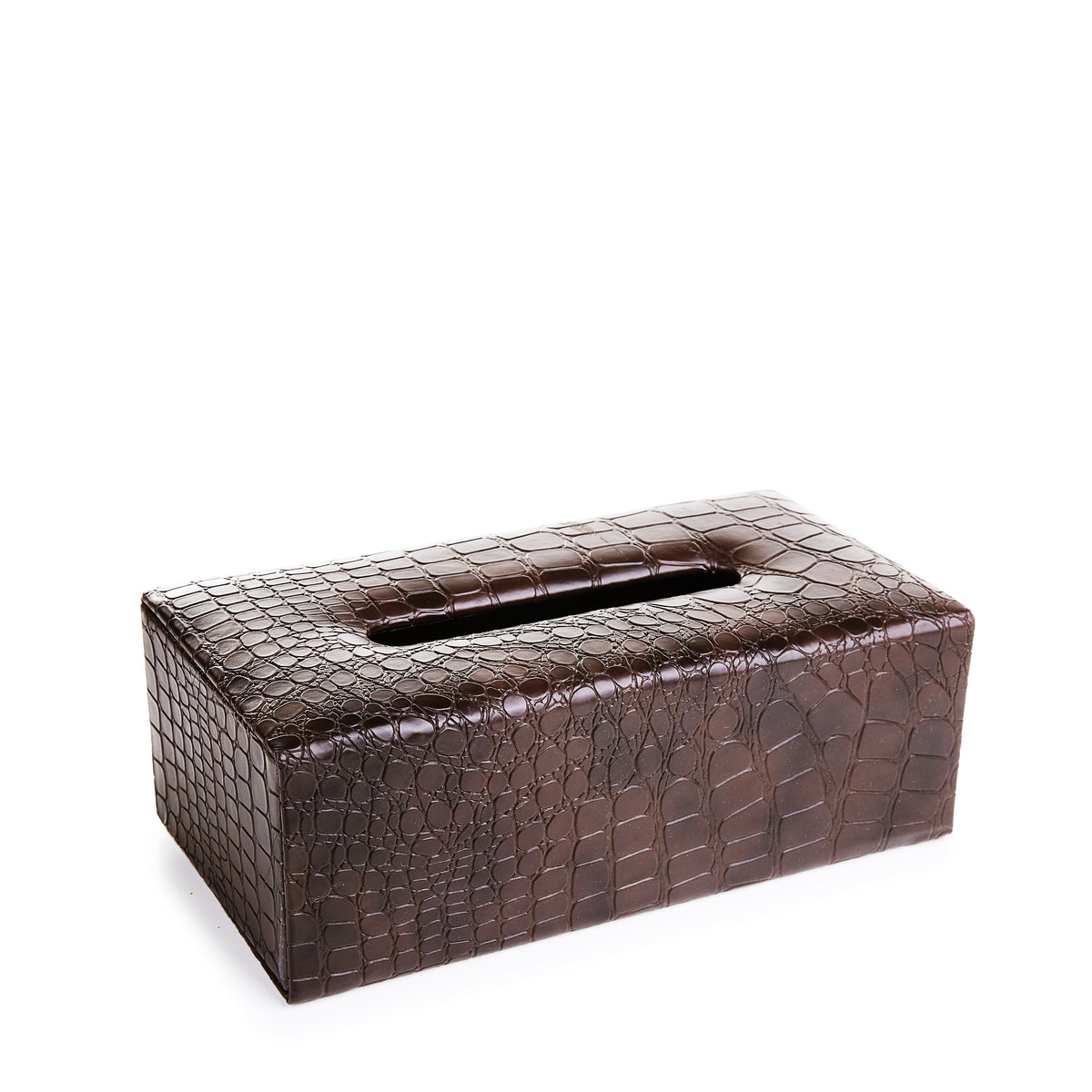 Leather Basket with Tissue Box