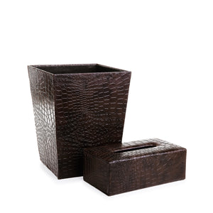 Leather Basket with Tissue Box