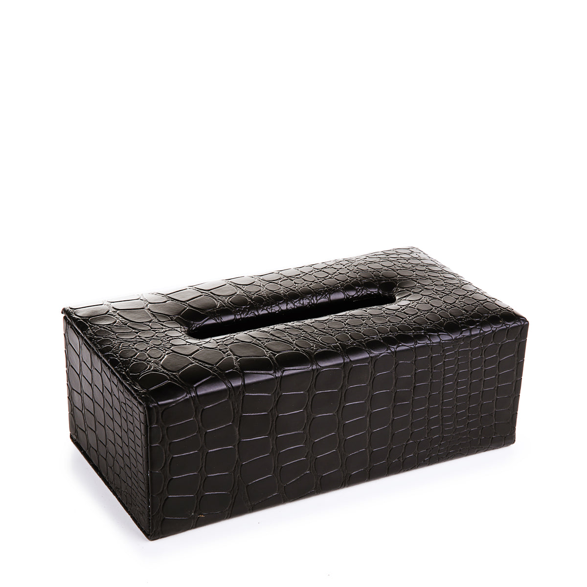 Leather Basket with Tissue Box