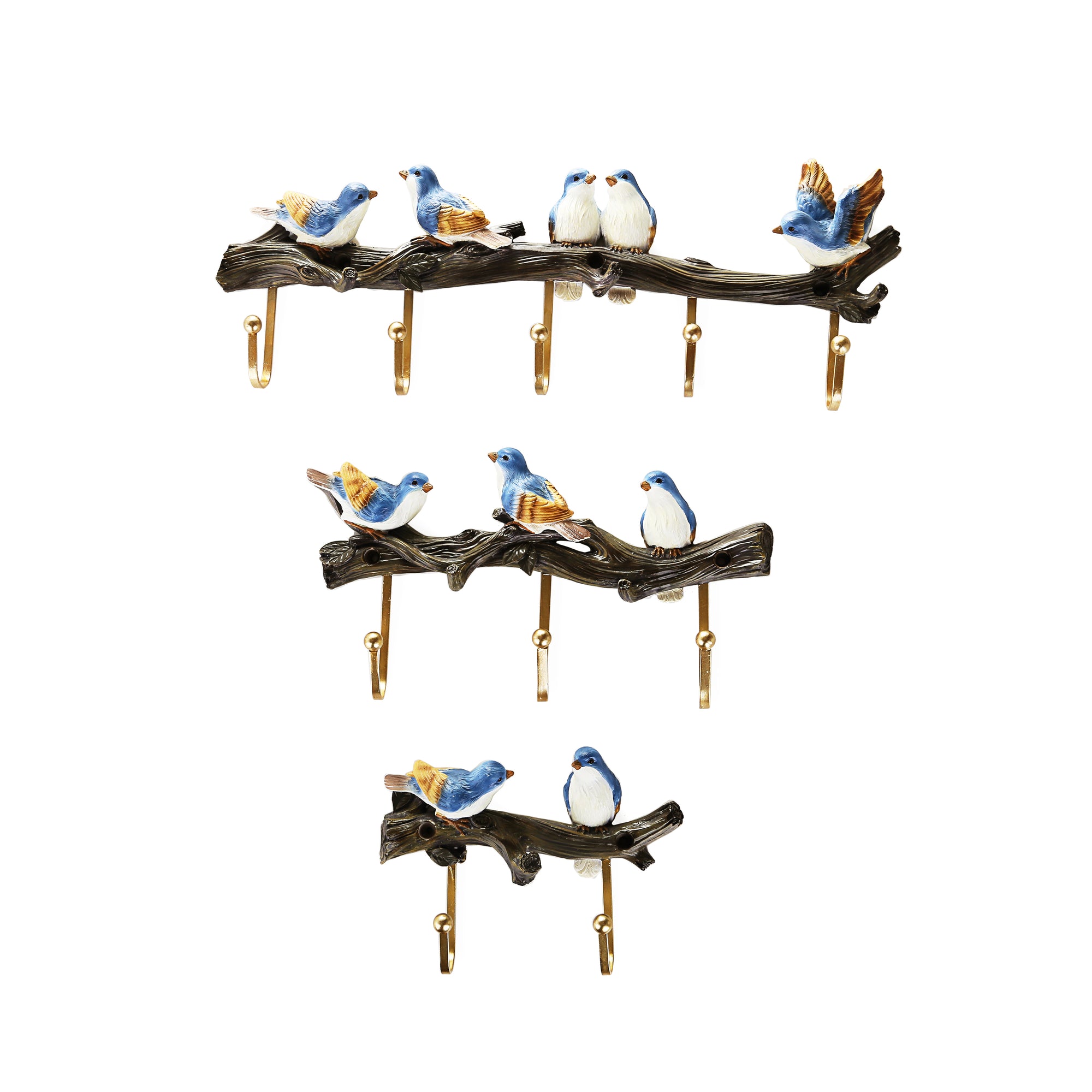 Sparrow Design Wall Key Holder (Blue & Beige)