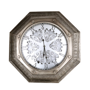 Steampunk Pewter Gray Skeleton Wall Clock