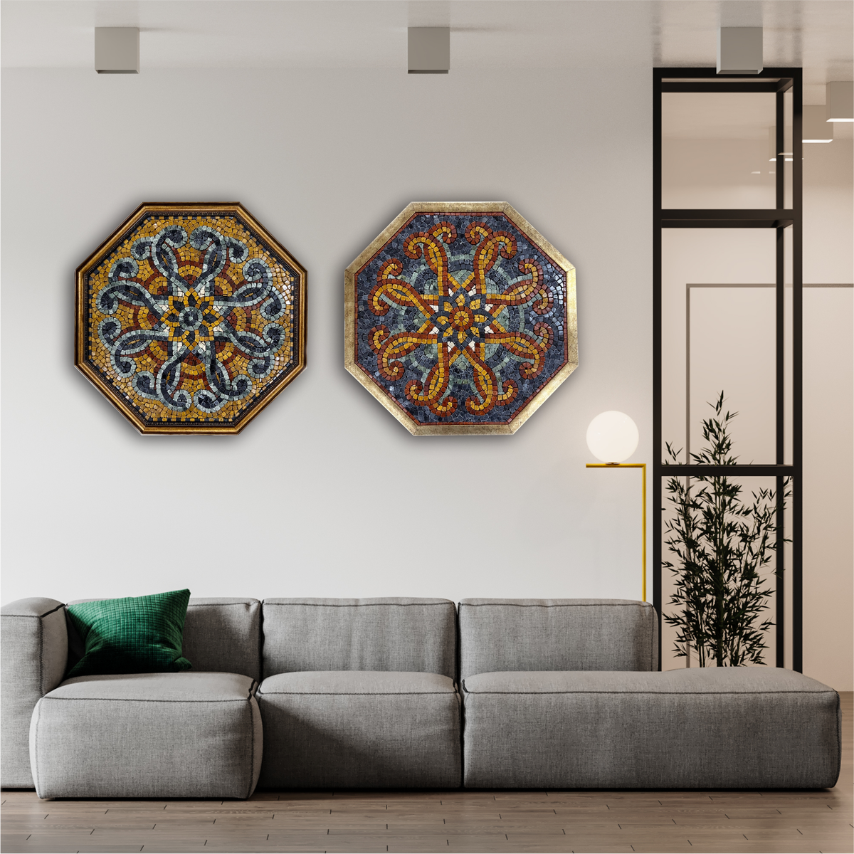 Arabesque Pattern Stoned Wall Mosaics (24" inches)