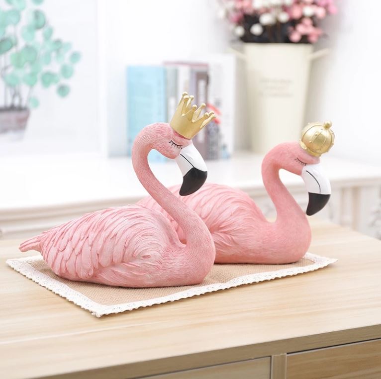 Pink Flamingo Couple Statue