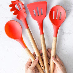 Colorful Kitchen Utensils Silicone 12 Piece (Red)