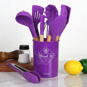 Colorful Kitchen Utensils Silicone 12 Piece (Purple)