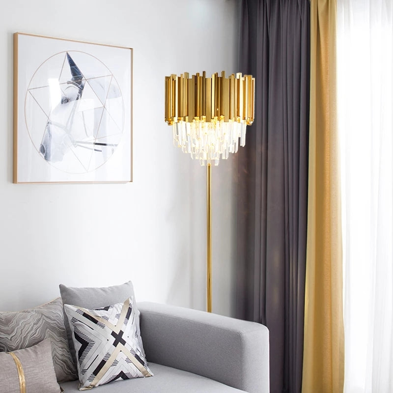 Gold Bars Crystal Bars Floor Lamp