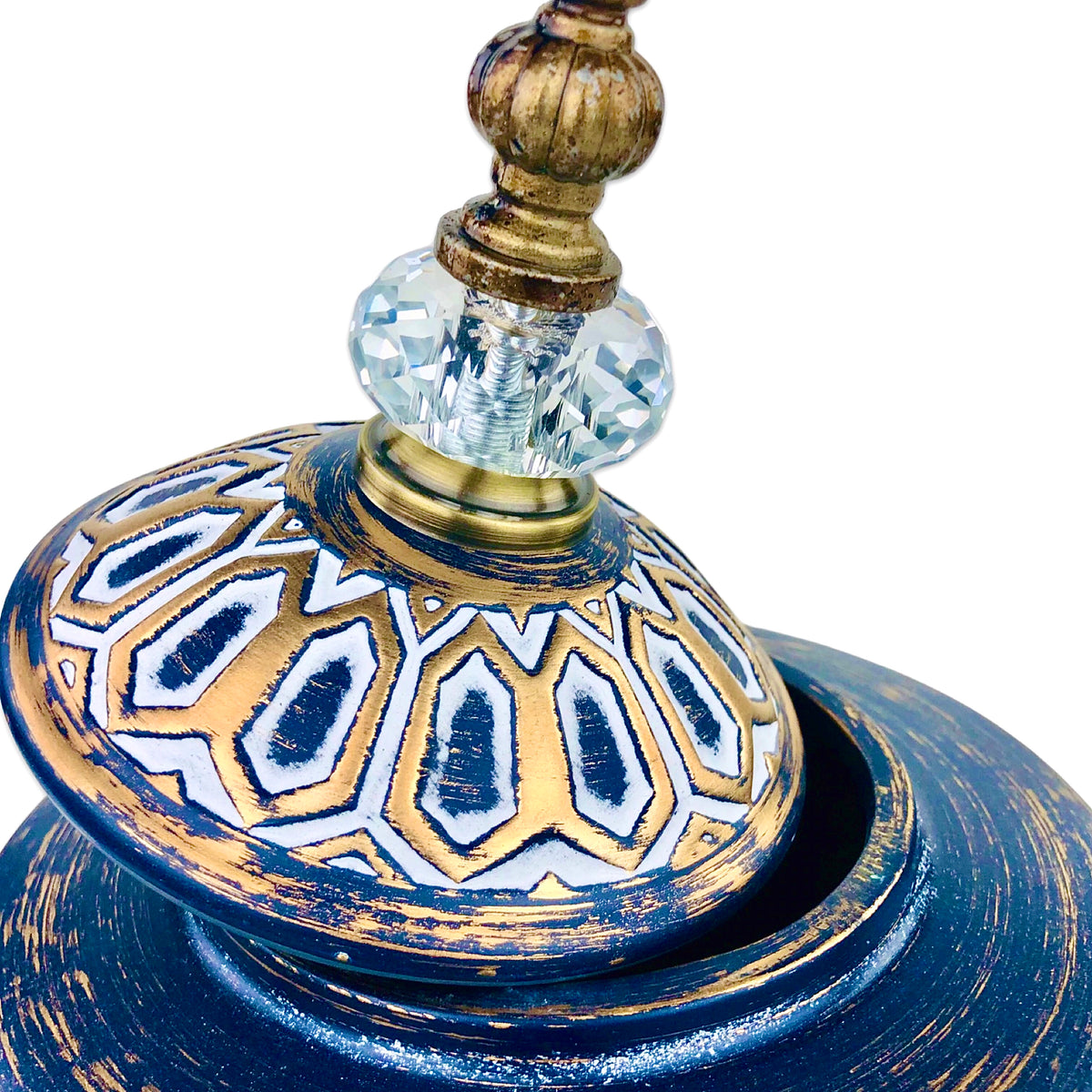 Traditional Blue Ceramic Vase With Lid