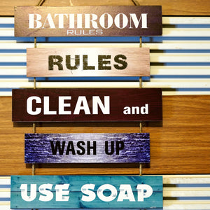 Bathroom Rules cluster Wall Quotation