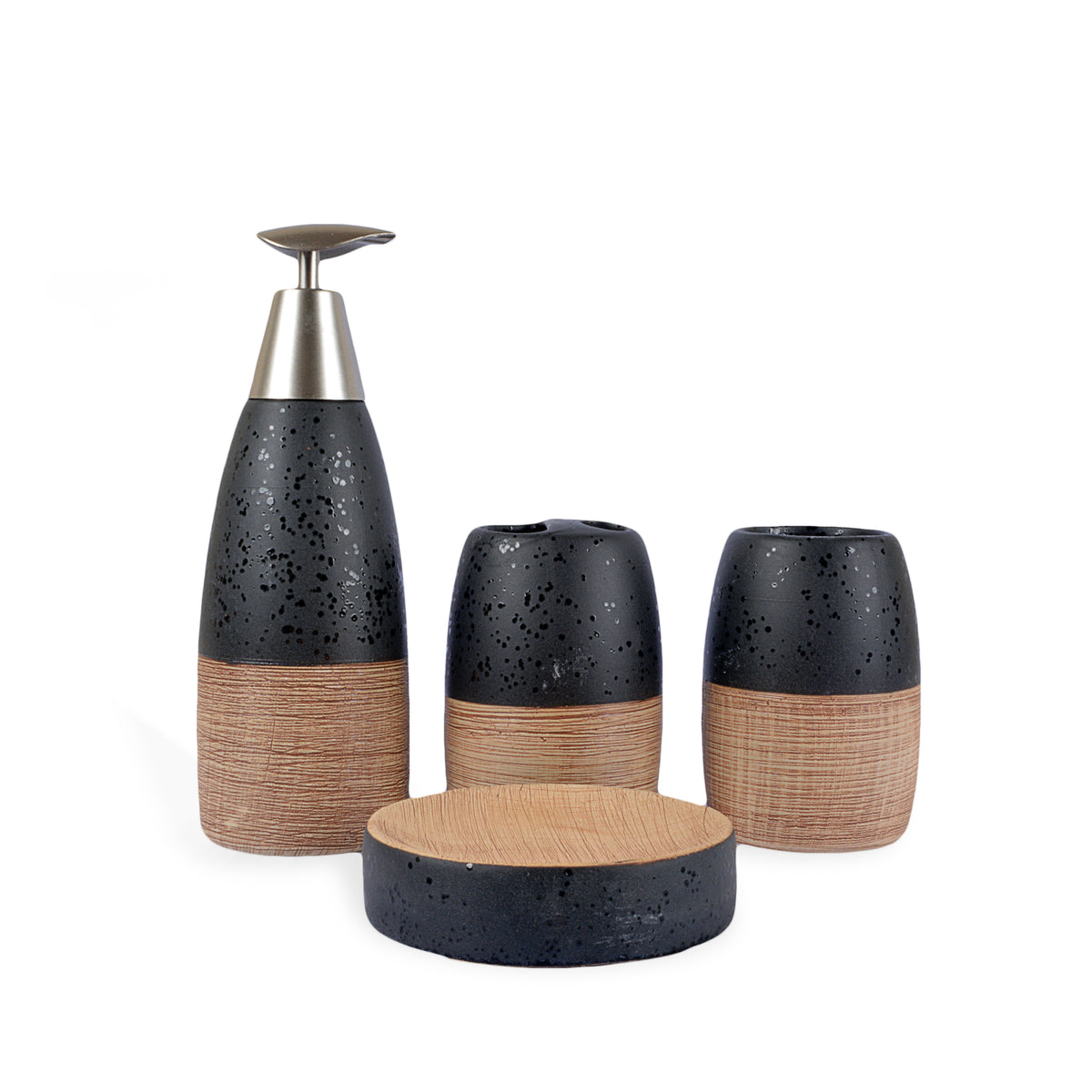 Black&Brown Textured Design Bath Set