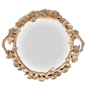 Decorative Petals Golden Mirror Tray