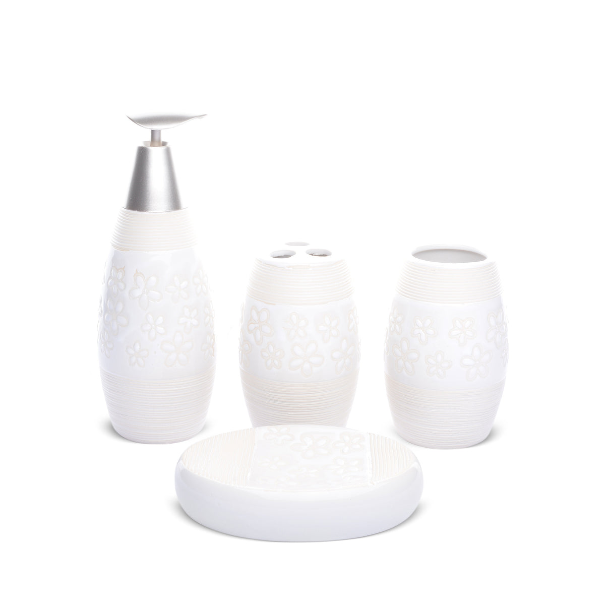 Floral Design Bathroom Set (White)